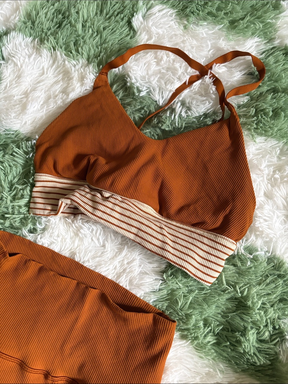 High-Waist Rust Leggings with Matching Strappy Crop Top offline by aerie